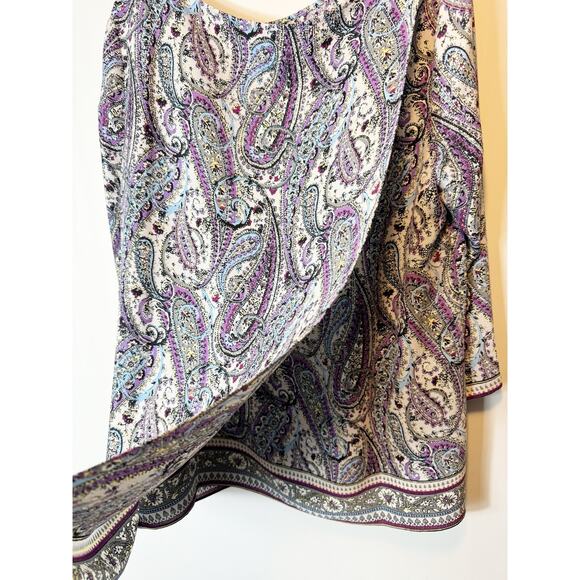 J. Jill Womens Adara Violet Paisley Wrap Back Shirt Size Medium - Picture 7 of 7